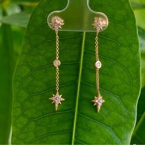 Stardrop solid gold and diamond earrings